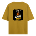 Oversized Classic T-Shirt | Unisex Relaxed Fit | 100% Super-Combed Cotton | Pre-Shrunk, Double-Stitched | Adults | Personalized | Bold Graphic | Beverages | Humor | Everyday | Playful | Chai Paglu - back - Mustard Yellow - mockup 2