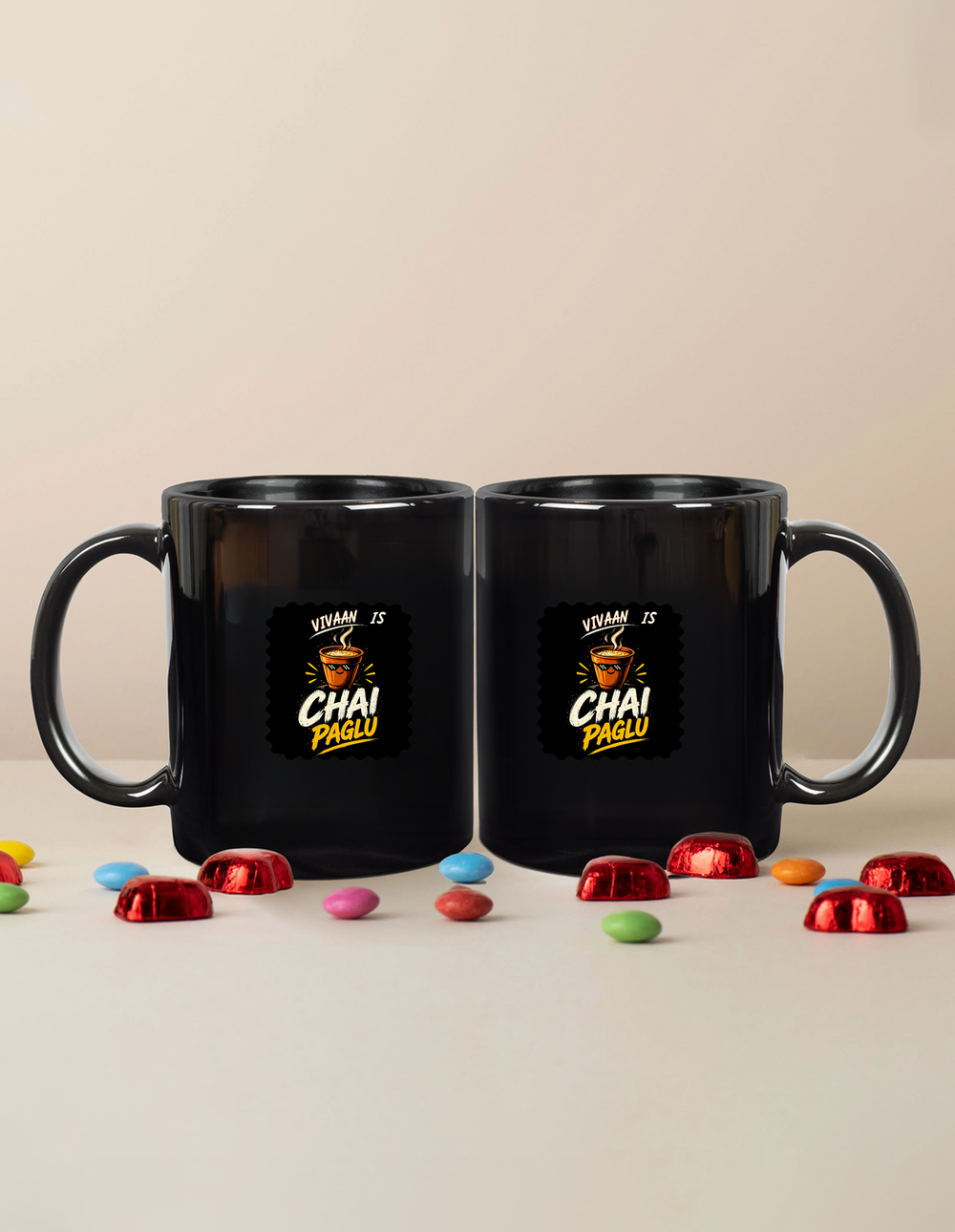 Black Coffee Mug | 11 oz | Ceramic | Fade-Proof | Unisex Adult | Personalized | Bold Graphic | Beverages | Humor | Everyday | Playful | Chai Paglu - front - mockup 1