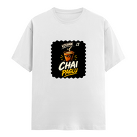 Male Classic Crew T-Shirt | Men's Regular Fit | 180 GSM Bio-Washed Cotton | Pre-Shrunk, Double-Stitched | Personalized | Bold Graphic | Beverages | Humor | Everyday | Playful | Chai Paglu