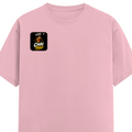 Female Classic Crew T-Shirt | Regular Fit | 180 GSM Bio-Washed Cotton Blend | Pre-Shrunk, Double-Stitched | Women | Personalized | Bold Graphic | Beverages | Humor | Everyday | Playful | Chai Paglu - right pocket - Light Baby Pink - mockup 4