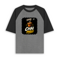 Unisex Oversized Raglan T-Shirt | Relaxed Fit | 180 GSM Bio-Washed Cotton | Two-Tone Design | Soft Comfort | Personalized | Bold Graphic | Beverages | Humor | Everyday | Playful | Chai Paglu - front - mockup 1