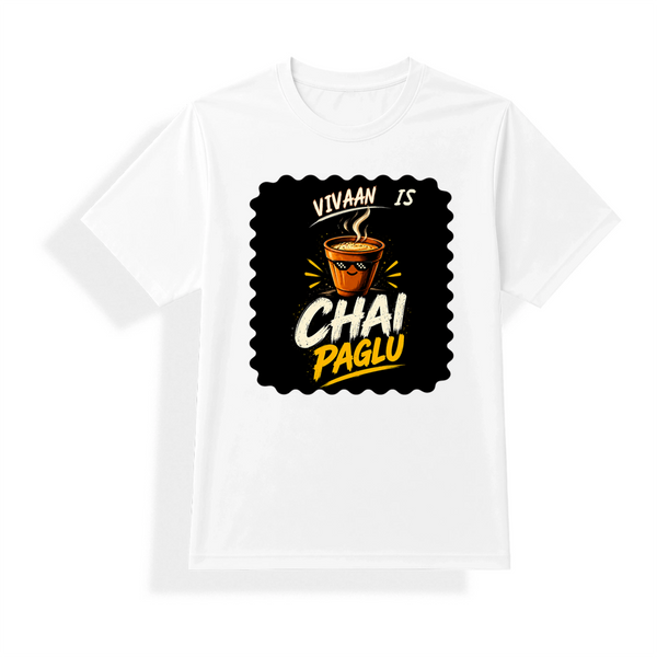 Unisex Jersey T-Shirt | Adults | Polyester Honeycomb Mesh | Breathable, Quick-Dry | Unisex Fit | Personalized | Bold Graphic | Beverages | Humor | Everyday | Playful | Chai Paglu