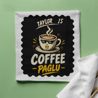 Cloth Napkin | Standard Dining Size | 100% Polyester | Soft, Durable, Hemmed | Unisex | Personalized | Typography | Coffee | Beverages | Everyday | Joyful | Coffee Paglu