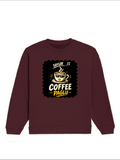 Oversized Sweatshirt | Relaxed Fit Unisex | 90% Cotton 10% Polyester 400 GSM | Pre-Shrunk Drop Shoulder | Unisex | Personalized | Typography | Coffee | Beverages | Everyday | Joyful | Coffee Paglu - front - Maroon - mockup 1