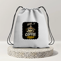 Drawstring Bag | 280 GSM | Durable Cotton | Secure Closure | Unisex | Personalized | Typography | Coffee | Beverages | Everyday | Joyful | Coffee Paglu