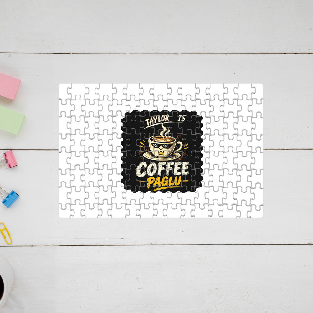 Jigsaw Puzzle | 120 Pieces A4 Size | Recycled Paper Semi-Glossy Finish | Fade-Proof Engaging Entertainment | Unisex | Personalized | Typography | Coffee | Beverages | Everyday | Joyful | Coffee Paglu - front - mockup 1