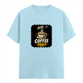 Male Classic Crew T-Shirt | Men's Regular Fit | 180 GSM Bio-Washed Cotton | Pre-Shrunk, Double-Stitched | Personalized | Typography | Coffee | Beverages | Everyday | Joyful | Coffee Paglu - front - Baby Blue - mockup 1
