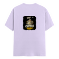Male Classic Crew T-Shirt | Men's Regular Fit | 180 GSM Bio-Washed Cotton | Pre-Shrunk, Double-Stitched | Personalized | Typography | Coffee | Beverages | Everyday | Joyful | Coffee Paglu - back - Lavender - mockup 2