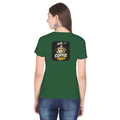 Female Classic Crew T-Shirt | Regular Fit | 180 GSM Bio-Washed Cotton Blend | Pre-Shrunk, Double-Stitched | Women | Personalized | Typography | Coffee | Beverages | Everyday | Joyful | Coffee Paglu - back - Bottle Green - mockup 2