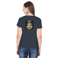 Female Classic Crew T-Shirt | Regular Fit | 180 GSM Bio-Washed Cotton Blend | Pre-Shrunk, Double-Stitched | Women | Personalized | Typography | Coffee | Beverages | Everyday | Joyful | Coffee Paglu - back - Navy Blue - mockup 2
