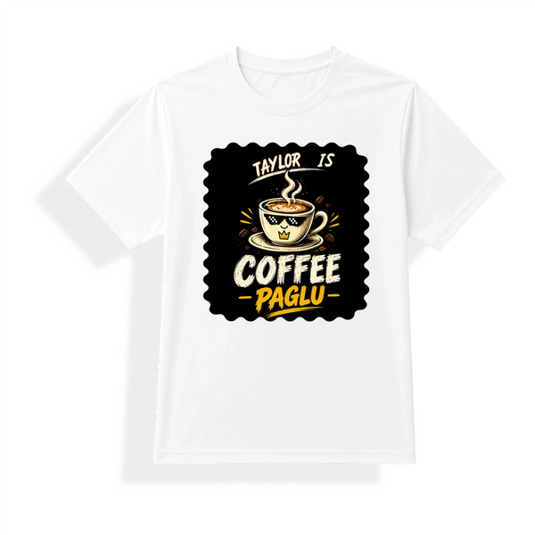 Unisex Jersey T-Shirt | Adults | Polyester Honeycomb Mesh | Breathable, Quick-Dry | Unisex Fit | Personalized | Typography | Coffee | Beverages | Everyday | Joyful | Coffee Paglu