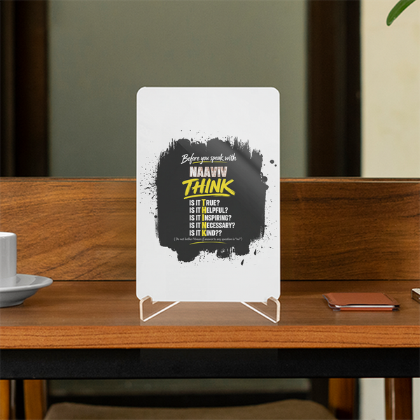 Acrylic Display Stand | 4x6 Inch | Clear Acrylic | Tabletop Display | Unisex | Personalized | Typography | Communication Etiquette | Self-reflection | Everyday | Motivational