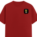 Female Classic Crew T-Shirt | Regular Fit | 180 GSM Bio-Washed Cotton Blend | Pre-Shrunk, Double-Stitched | Women | Personalized | Typography | Communication Etiquette | Self-reflection | Everyday | Motivational - left pocket - Red - mockup 3