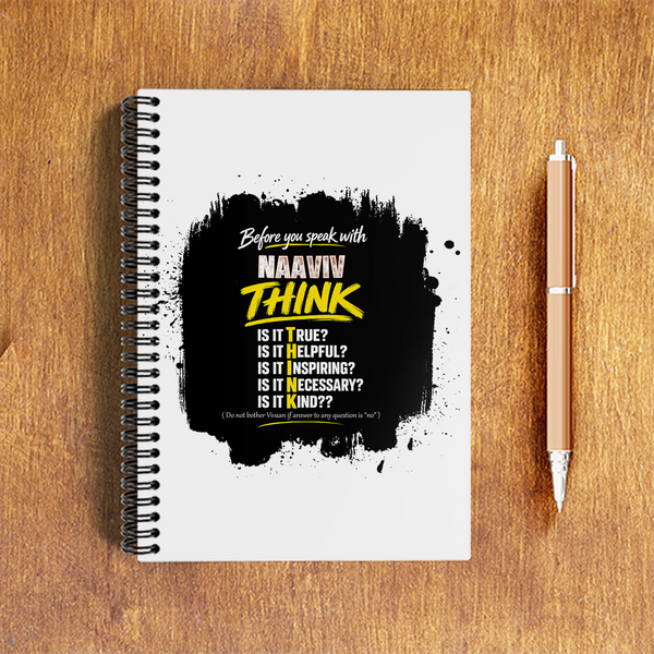 A5 Notepad | 120 Pages, Ruled/Unruled | 70 GSM Natural Shade Paper, 300 GSM Cover | Wire Bound | Everyday Use | Personalized | Typography | Communication Etiquette | Self-reflection | Everyday | Motivational - front - White - mockup 1
