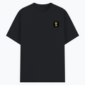 Basic T-Shirt | Unisex Fit XS-2XL | 180 GSM Poly-Cotton Blend | Soft Finish, Durable | Adults | Personalized | Typography | Communication Etiquette | Self-reflection | Everyday | Motivational - left pocket - Black melange - mockup 3