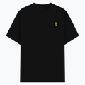 Basic T-Shirt | Unisex Fit XS-2XL | 180 GSM Poly-Cotton Blend | Soft Finish, Durable | Adults | Personalized | Typography | Communication Etiquette | Self-reflection | Everyday | Motivational - left pocket - Black - mockup 3