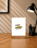 Acrylic Photo Frame with Stand | 5x7 Inch | Acrylic & Wood | UV Printed Tabletop Display | Universal | Personalized | Bold Graphic | Success | Hard Work | Everyday | Inspirational | Makes Impossible Look Routine - front - mockup 1