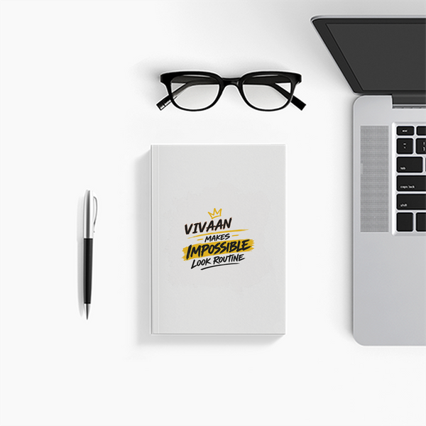 Notebook Journal | A5 Size | 300 GSM Cover, 70 GSM Eco-Friendly Pages | Soft Bound, Ruled/Unruled | Unisex | Personalized | Bold Graphic | Success | Hard Work | Everyday | Inspirational | Makes Impossible Look Routine