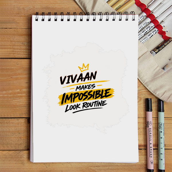 Sketchbook | A5 Size | 140 GSM Paper | Spiral Bound | Unisex | Personalized | Bold Graphic | Success | Hard Work | Everyday | Inspirational | Makes Impossible Look Routine