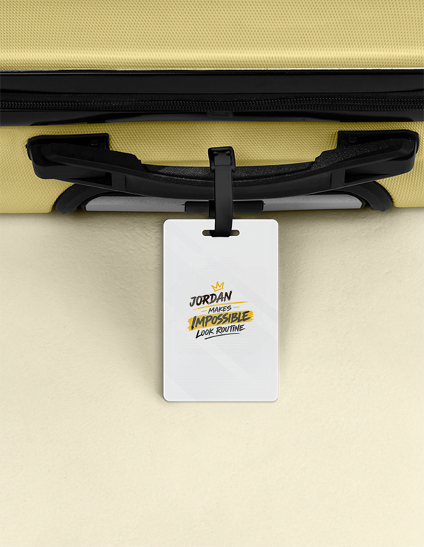 Luggage Tag | Travel Accessory | Acrylic | Durable, Double-Sided, Secure Strap | Unisex | Personalized | Bold Graphic | Success | Hard Work | Everyday | Inspirational | Makes Impossible Look Routine