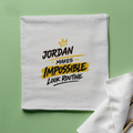 Cloth Napkin | Standard Dining Size | 100% Polyester | Soft, Durable, Hemmed | Unisex | Personalized | Bold Graphic | Success | Hard Work | Everyday | Inspirational | Makes Impossible Look Routine - front - White - mockup 1