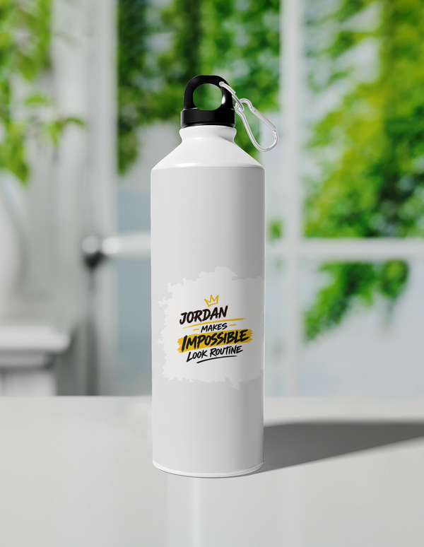 Sipper Bottle | 750 ml Unisex | Aluminum | Clip Cap | Fade-Proof | Personalized | Bold Graphic | Success | Hard Work | Everyday | Inspirational | Makes Impossible Look Routine