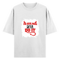 Oversized Standard T-Shirt | Unisex Relaxed Fit | 100% Super Combed Cotton | Soft, Breathable, Durable | Adult | Personalized | Typography | Humor | Mischief | Humorous | Devilish By Nature - front - White - mockup 1