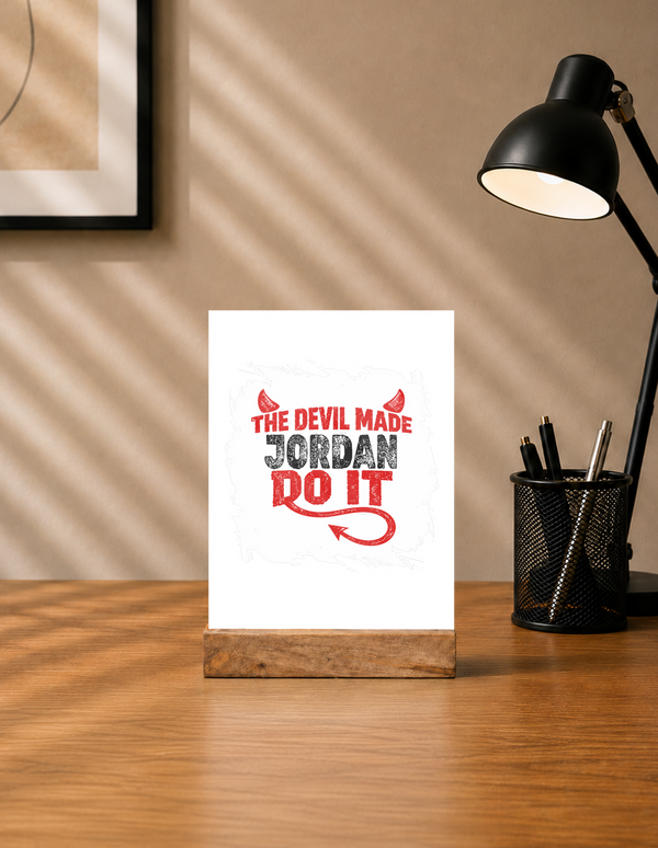 Acrylic Photo Frame with Stand | 5x7 Inch | Acrylic & Wood | UV Printed Tabletop Display | Universal | Personalized | Typography | Humor | Mischief | Humorous | Devilish By Nature
