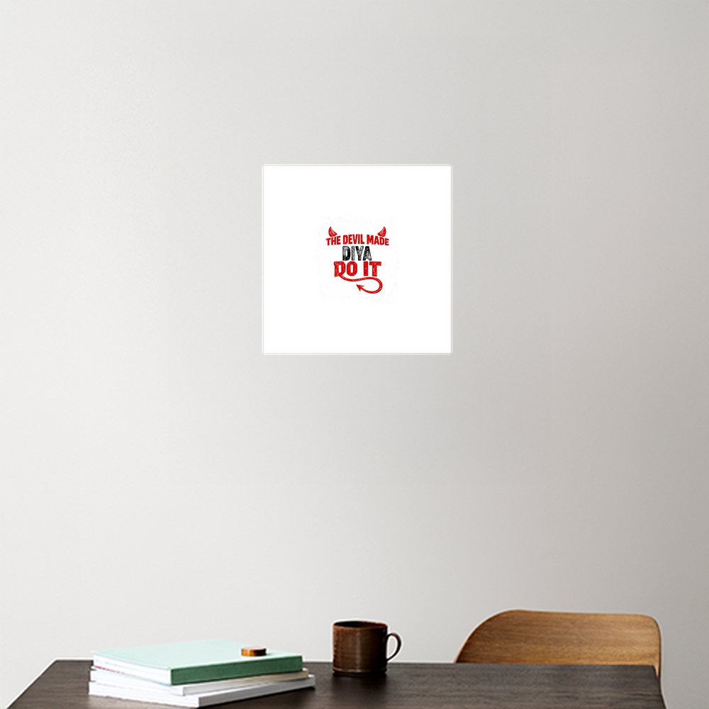 Acrylic Poster | Glossy 3mm Acrylic | Stick-On Wall Decor | Frameless | Unisex | Personalized | Typography | Humor | Mischief | Humorous | Devilish By Nature - front - 8x8Inc - White - mockup 1