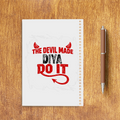 Sketchbook | A5 Size | 140 GSM Paper | Spiral Bound | Unisex | Personalized | Typography | Humor | Mischief | Humorous | Devilish By Nature - back - White - mockup 2