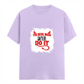 Female Classic Crew T-Shirt | Regular Fit | 180 GSM Bio-Washed Cotton Blend | Pre-Shrunk, Double-Stitched | Women | Personalized | Typography | Humor | Mischief | Humorous | Devilish By Nature - front - Lavender - mockup 1
