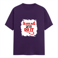 Female Classic Crew T-Shirt | Regular Fit | 180 GSM Bio-Washed Cotton Blend | Pre-Shrunk, Double-Stitched | Women | Personalized | Typography | Humor | Mischief | Humorous | Devilish By Nature - front - Purple - mockup 1