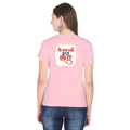 Female Classic Crew T-Shirt | Regular Fit | 180 GSM Bio-Washed Cotton Blend | Pre-Shrunk, Double-Stitched | Women | Personalized | Typography | Humor | Mischief | Humorous | Devilish By Nature - back - Light Baby Pink - mockup 2