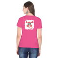 Female Classic Crew T-Shirt | Regular Fit | 180 GSM Bio-Washed Cotton Blend | Pre-Shrunk, Double-Stitched | Women | Personalized | Typography | Humor | Mischief | Humorous | Devilish By Nature - back - Pink - mockup 2