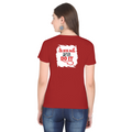 Female Classic Crew T-Shirt | Regular Fit | 180 GSM Bio-Washed Cotton Blend | Pre-Shrunk, Double-Stitched | Women | Personalized | Typography | Humor | Mischief | Humorous | Devilish By Nature - back - Red - mockup 2