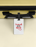 Luggage Tag | Travel Accessory | Acrylic | Durable, Double-Sided, Secure Strap | Unisex | Personalized | Typography | Humor | Mischief | Humorous | Devilish By Nature - front - White - mockup 1