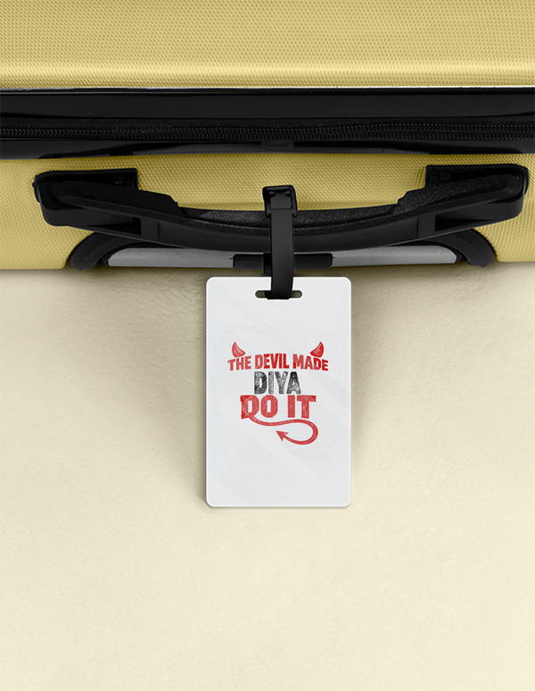 Luggage Tag | Travel Accessory | Acrylic | Durable, Double-Sided, Secure Strap | Unisex | Personalized | Typography | Humor | Mischief | Humorous | Devilish By Nature