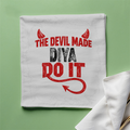 Cloth Napkin | Standard Dining Size | 100% Polyester | Soft, Durable, Hemmed | Unisex | Personalized | Typography | Humor | Mischief | Humorous | Devilish By Nature - front - White - mockup 1