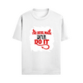 Male Standard Crew T-Shirt | Regular Fit | 100% Cotton (180 GSM) | Breathable, Durable | Men's | Personalized | Typography | Humor | Mischief | Humorous | Devilish By Nature - front - White - mockup 1