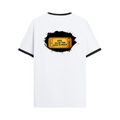 Ringer T-Shirt | Unisex Fit | 100% Cotton | Bio-Washed, Pre-Shrunk, Rib Neck | Adults | Personalized | Typography | Bollywood | Movies | Everyday | Confident | Famous By - back - Black White - mockup 2