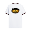 Ringer T-Shirt | Unisex Fit | 100% Cotton | Bio-Washed, Pre-Shrunk, Rib Neck | Adults | Personalized | Typography | Bollywood | Movies | Everyday | Confident | Famous By - back - Maroon off white - mockup 2