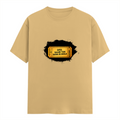 Male Classic Crew T-Shirt | Men's Regular Fit | 180 GSM Bio-Washed Cotton | Pre-Shrunk, Double-Stitched | Personalized | Typography | Bollywood | Movies | Everyday | Confident | Famous By - front - Beige - mockup 1