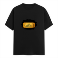Male Classic Crew T-Shirt | Men's Regular Fit | 180 GSM Bio-Washed Cotton | Pre-Shrunk, Double-Stitched | Personalized | Typography | Bollywood | Movies | Everyday | Confident | Famous By - front - Black - mockup 1