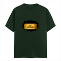Male Classic Crew T-Shirt | Men's Regular Fit | 180 GSM Bio-Washed Cotton | Pre-Shrunk, Double-Stitched | Personalized | Typography | Bollywood | Movies | Everyday | Confident | Famous By - front - Bottle Green - mockup 1