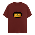Male Classic Crew T-Shirt | Men's Regular Fit | 180 GSM Bio-Washed Cotton | Pre-Shrunk, Double-Stitched | Personalized | Typography | Bollywood | Movies | Everyday | Confident | Famous By - front - Brick Red - mockup 1