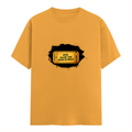 Male Classic Crew T-Shirt | Men's Regular Fit | 180 GSM Bio-Washed Cotton | Pre-Shrunk, Double-Stitched | Personalized | Typography | Bollywood | Movies | Everyday | Confident | Famous By - front - Golden Yellow - mockup 1
