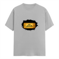 Male Classic Crew T-Shirt | Men's Regular Fit | 180 GSM Bio-Washed Cotton | Pre-Shrunk, Double-Stitched | Personalized | Typography | Bollywood | Movies | Everyday | Confident | Famous By - front - Grey Melange - mockup 1