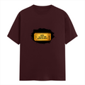 Male Classic Crew T-Shirt | Men's Regular Fit | 180 GSM Bio-Washed Cotton | Pre-Shrunk, Double-Stitched | Personalized | Typography | Bollywood | Movies | Everyday | Confident | Famous By - front - Maroon - mockup 1