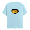 Male Classic Crew T-Shirt | Men's Regular Fit | 180 GSM Bio-Washed Cotton | Pre-Shrunk, Double-Stitched | Personalized | Typography | Bollywood | Movies | Everyday | Confident | Famous By - back - Baby Blue - mockup 2