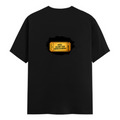 Male Classic Crew T-Shirt | Men's Regular Fit | 180 GSM Bio-Washed Cotton | Pre-Shrunk, Double-Stitched | Personalized | Typography | Bollywood | Movies | Everyday | Confident | Famous By - back - Black - mockup 2